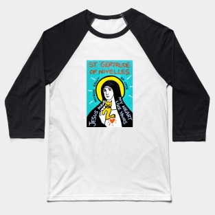 St. Gertrude of Nivelles pop folk art Baseball T-Shirt